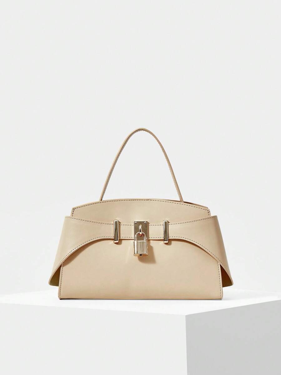 MOTF PREMIUM PU 皮革五金顶部提手包 - 杏色 - 查看 1