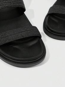 HighSole 休闲时尚舒适露趾百搭女士平底凉鞋 - 黑色 - 查看 7