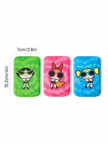 THE POWERPUFF GIRLS X SHEIN 1 件可爱花朵、泡泡、毛茛图案 PU 皮革材质可折叠高清便携式镜子，可独立支撑和手持，轻巧紧凑，方便检查化妆细节，适合旅行和通勤，适合男女，心形、泡泡、花朵、毛茛 - 彩色 - 查看 10