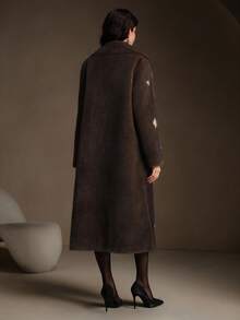 Anewsta Áo khoác dài lông nhân tạo đính đá thủ công, thích hợp cho mùa thu, mùa đông, đi chơi, thanh lịch, trang trọng, tiệc tùng, sang trọng, năm mới, áo khoác mùa đông nữ, giáng sinh, công sở, tốt nghiệp, đám cưới - Cà phê nâu - Xem 5