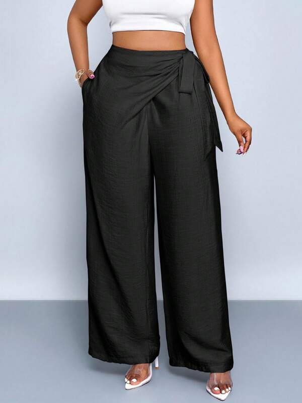 SOLERSUN 大码女式高腰仿亚麻混纺裤，夏季宽松裤