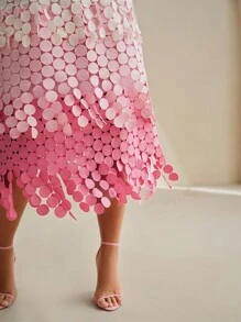 Anewsta 圆形流苏镂空刺绣高腰吊带裙，飘逸透气，女士夏季节日装 - 粉色 - 查看 2