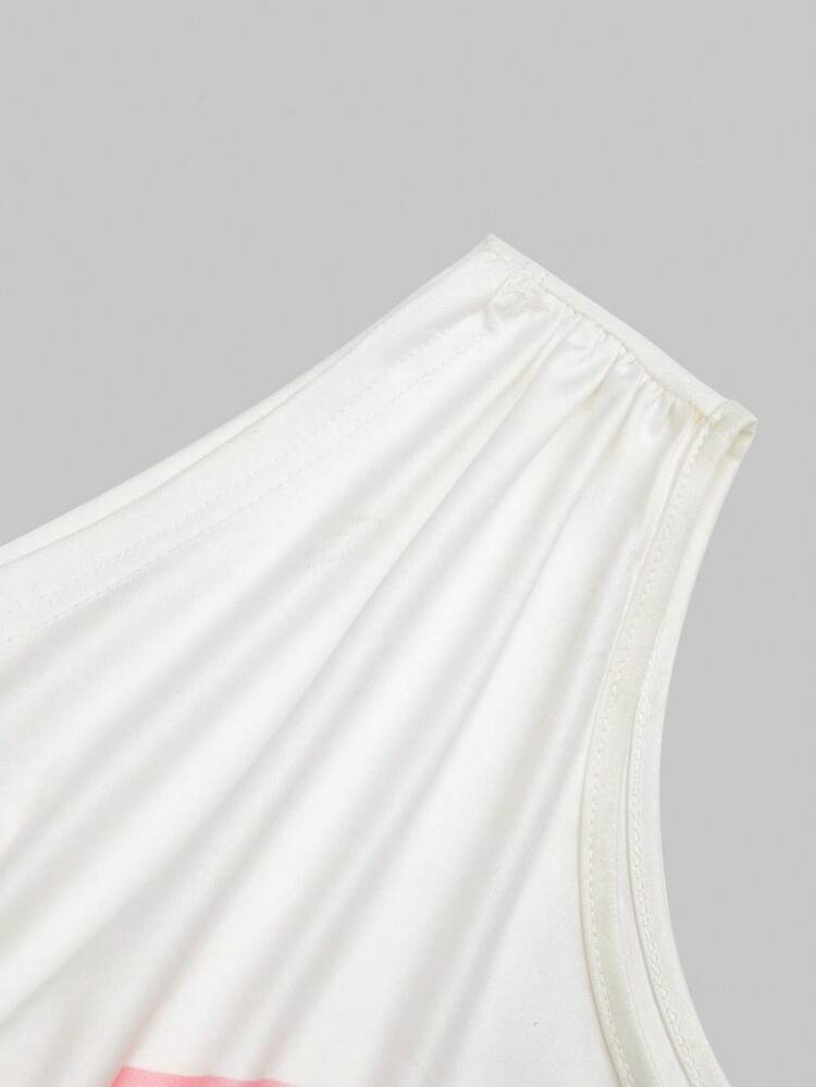 SHEIN CURVE+ 大码女式优雅印花不对称领口荷叶边上衣 - 彩色 - 查看 5