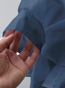 GlowEve 蝴蝶结休闲度假衬衫，优雅气质 - 藏蓝色 - 查看 5