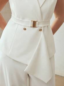 MOTF PREMIUM 加大双排扣马甲 - 白色 - 查看 2