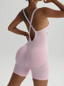 Dewbera 休闲户外修身宽肩带交叉后背女式运动紧身衣