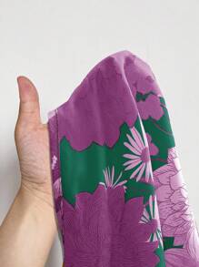 Maweii 加大码彩色花卉印花不对称领口高开叉时尚长裙 - 彩色 - 查看 7