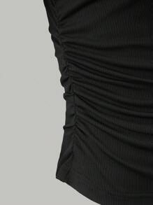 Chiquease 3件套女士纯色简约休闲褶饰短袖T恤套装 - 彩色 - 查看 4