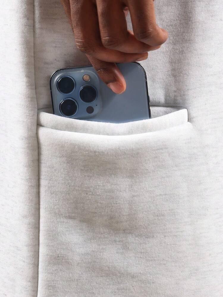 SUMWON 时尚阔腿运动裤 经典滑板裤设计 抽绳宽松版型 舒适冬春休闲街头风 纯色 - 灰色 - 查看 4