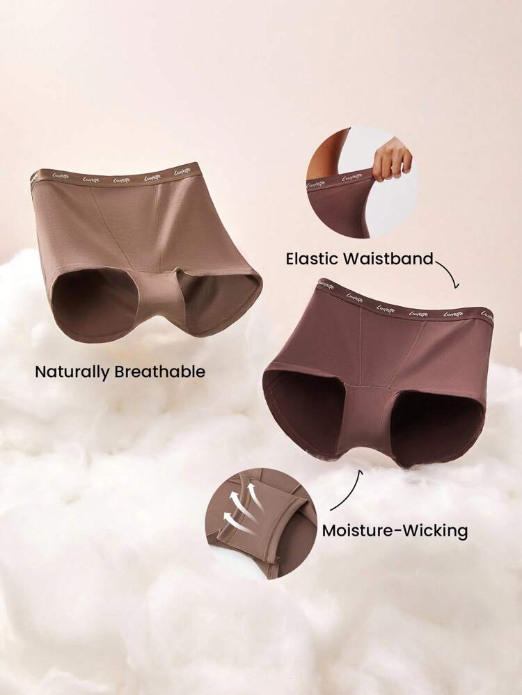 3 packs Sous-vêtements boxers en coton aérés et confortables avec logo de base taille haute - tons de terre. Convient également pour les adolescentes, les jeunes et les enfants