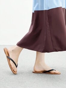 CUCCOO BIZCHIC Summer Casual Versatile Metal Edged Black Flip Flops