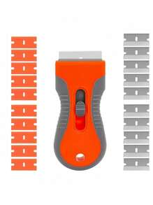 1set Razor Blade Scraper, Glass Scraper Scraping Tool With 10PCS Steel &10pcs Plastic Extra Blades For Removing Stickers, Papers, Food Residue, Paint, Glue From Oven, Window - Multicolor - View 12
