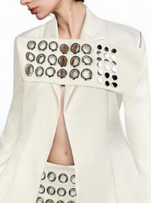 LYSMO White Eyelet Studded Suit Set - Spring/Summer - Party/Y2K In Fall/Winter - White - View 6