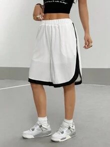 StreetHx 女式夏季松紧腰口袋网眼短裤 - 白色 - 查看 6