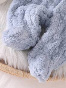 SHEIN 2pcs Newborn Apricot Plush Bubble Fleece 3D Rabbit Long Sleeve Jumpsuit With Hood, Romper Set  Baby Romper Newborn Baby Clothes Winter Baby Teddy Bear Outfit Baby Fuzzy Outfit Newborn Pajama Set Fall - Baby Blue - View 5