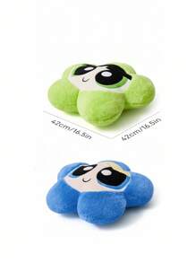 THE POWERPUFF GIRLS X SHEIN 1 件泡泡/毛茛图案可爱 3D 荷叶边抱枕，柔软毛绒，精致刺绣，适用于沙发、汽车、办公室、卧室 - 彩色 - 查看 3
