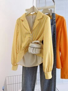 Franclia 女式长袖扭纹休闲/办公室简约衬衫