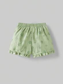 Maija Kids 2件套少女荷叶边圆领背心和短裤套装 - 軍綠色 - 查看 8