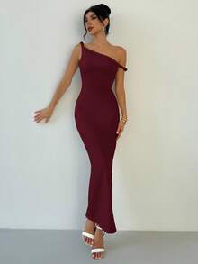 Firerie 女士优雅简约精致都市时尚日常通勤派对婚礼度假扭纹不对称紧身杏色细肩带连衣裙，春夏