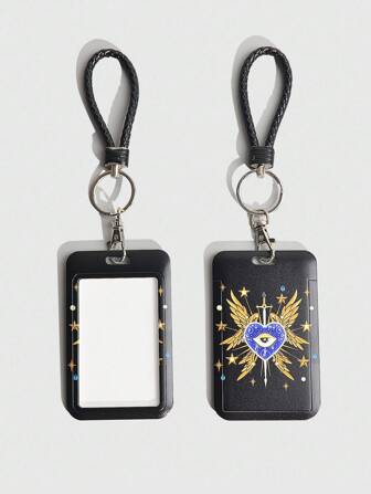 Grunge Punk Étui porte-carte d'identité avec nœud d'amour et ailes d'ange gothique, rentrée scolaire, référence 1572852, 1 pièce