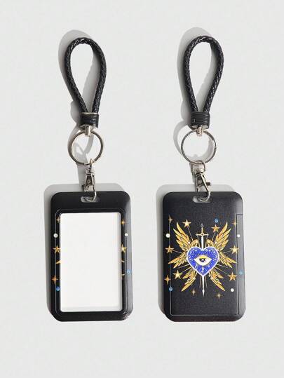 Grunge Punk Estuche para tarjeta de identificación con alas de ángel góticas y nudo de amor, de vuelta a la escuela, artículo n.° 1572852, 1 pieza, Halloween