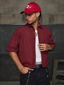 AXEPEAK Casual Fashion Street Style Loose Fit Short Sleeve Shirt For Men, Summer