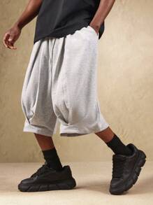 SUMWON 超大百慕大运动短裤高腰抽绳家居服超长及膝宽松休闲舒适运动