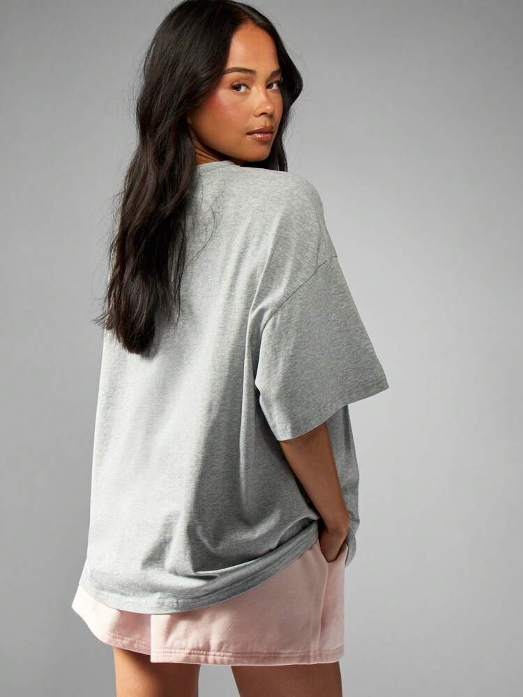 MISSGUIDED Oversized Graphic T Shirt With Running Message Print