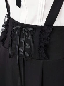 ROMWE EDITION Women's Fashionable Versatile Solid Color Criss-Cross Tie Pants - Black - View 4