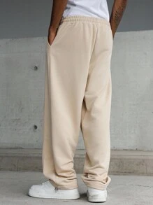 Manfinity Hypemode Quần nỉ nam cạp rút màu kaki đa năng, thoải mái - Màu Khaki - Xem 2