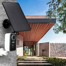 360°可旋转太阳能电池板充电器，适用于低压安防摄像头，兼容Micro USB和USB-C，可轻松安装门铃、灯和监控设备