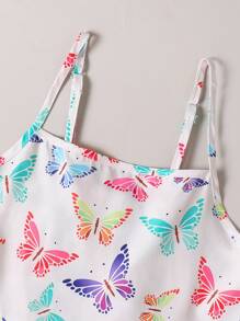 2件套女童（加大码）彩色蝴蝶和纯紫色连衣裙