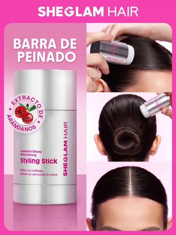 SHEGLAM HAIR Locked in Barra de peinado fuerte con brillo brillante, 30 g, barra de cera suave para el cabello, control del cabello suelto, barras elegantes, fijación duradera, aspecto elegante en una sola pasada, no pegajoso y no graso, sin escamas y sin tinte blanco, aroma a arándano hecho para todo tipo de cabello | Liso, ondulado, rizado, enrollado Graduación Cumpleaños Día festivo Verano Caer Otoño Y2K Elegante Moda Mujer Constituir Cosmético Fiesta Playa Viajar Cámping Al aire libre Escuela Campus Viaje Festivales Decoración Regalo Presente Rosa Chica Cosplay Mejor Color Encanto Onda