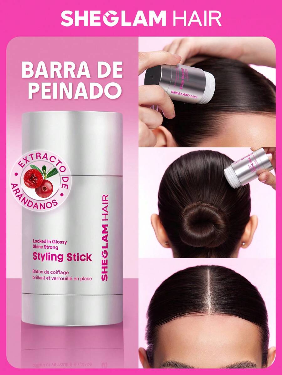 SHEGLAM HAIR Locked in Barra de peinado fuerte con brillo brillante, 30 g, barra de cera suave para el cabello, control del cabello suelto, barras elegantes, fijación duradera, aspecto elegante en una sola pasada, no pegajoso y no graso, sin escamas y sin tinte blanco, aroma a arándano hecho para todo tipo de cabello | Liso, ondulado, rizado, enrollado Graduación Cumpleaños Día festivo Summer Caer Autumn Y2K Elegante Moda Mujer Constituir Cosmético Fiesta Playa Viajar Cámping Al aire libre Escuela Campus Festivales Decoración Regalo Presente Rosa Chica Mejor Color Encanto Onda rosa Navidad Año Nuevo Día de Acción de Gracias Día de San Valentín