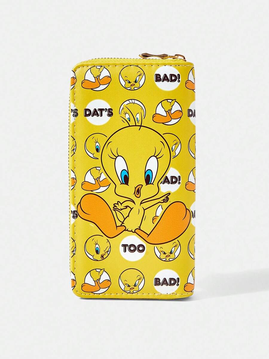 LOONEY TUNES X SHEIN Fashionable Cute Cartoon Tweety Bird Pattern Long Wallet - Multicolor - View 1