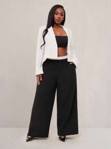 SHEIN SXY Áo blazer dài tay dáng ngắn màu trắng tối giản, gợi cảm dành cho nữ cỡ lớn, phù hợp mặc hàng ngày, lễ hội, hẹn hò, sinh nhật, tiệc độc thân, đám cưới, thanh lịch, thường ngày, đi mua sắm, thời trang đường phố, đi chơi, quyến rũ, dễ phối đồ và tạo dáng thon gọn, tôn dáng, phù hợp cho lễ tốt nghiệp, tựu trường, giáo viên vào mùa thu/đông. - trắng - Xem 7