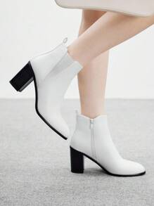 CUCCOO BIZCHIC 女士时尚侧拉链设计高跟踝靴 - 白色 - 查看 3