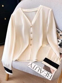 Franclia V领休闲通勤简约女式衬衫