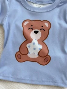 4 bộ đồ ngủ tay dài vừa vặn in họa tiết gấu & sọc dễ thương & quần dài mềm mại & thoải mái cho bé trai - Màu be - Xem 6