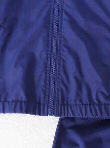 Young Boy Casual Cartoon Pattern Zip-Up Hoodie And Pants Set - Navy Blue - View 5