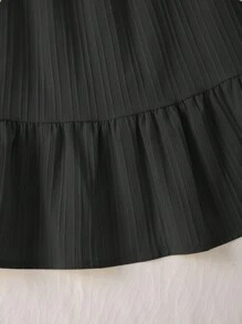 INAWLY 女士休闲荷叶边吊带简约迷你连衣裙，浅黄色优雅风格适合夏季度假 - 黑色 - 查看 6