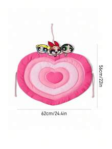 THE POWERPUFF GIRLS X SHEIN 1 件花朵、泡泡、毛茛图案防滑宠物垫/垫，适用于狗/猫床的垫子，配有固定绳，可固定在家具上，时尚，可机洗和烘干，特色 - 紅色 - 查看 6