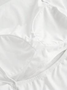 Navy Blue Women's Padded Backless Sexy Crop Top Tee, Suitable For Summer - Multicolor - View 4