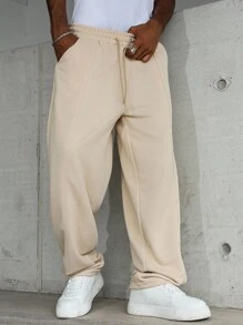 Manfinity Hypemode Quần nỉ nam cạp rút màu kaki đa năng, thoải mái - Màu Khaki - Xem 3