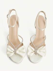 CUCCOO CHICEST 女士水钻绑带圆头细高跟鞋优雅甜美浪漫时尚米色缎面高跟凉鞋，适合礼服、伴娘、婚礼嘉宾、下午茶、约会、派对、优雅装扮、婚礼季、舞会、万圣节、洛丽塔、生日派对、情人节 - 香檳色 - 查看 10