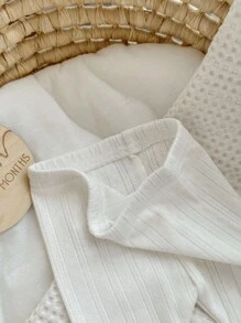 2件装婴儿休闲舒适纯色百搭竖条纹针织裤 - 彩色 - 查看 7