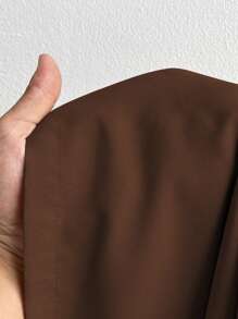 Maweii 大码无袖单排扣百褶宽松时尚金属纽扣连体裤 - 棕色 - 查看 6