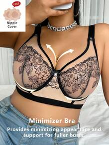 SHEIN 1 Áo ngực có gọng thêu lưới cỡ lớn - Nhiều màu - Xem 6