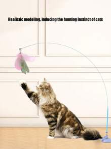 PETSIN 1 Powerful Suction Cup Cat Toy With A Cute Cat Head Shape, Self-Entertaining And Amusing For Cats, Detachable, Can Be Held, Can Ads A Long Rod Steel Wire Cat Toy, Replaceable Feather With Bell Pet Toy, Cat Toy, Pet Supplies - Multicolor - View 2