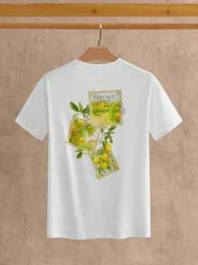 Manfinity VCAY Men's Casual Vacation Lemon Fruit Stamp Print T-Shirt - White - View 3
